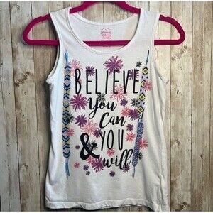 10/$20 *️⃣ Faded Glory White Graphic Sleeveless Tank Top